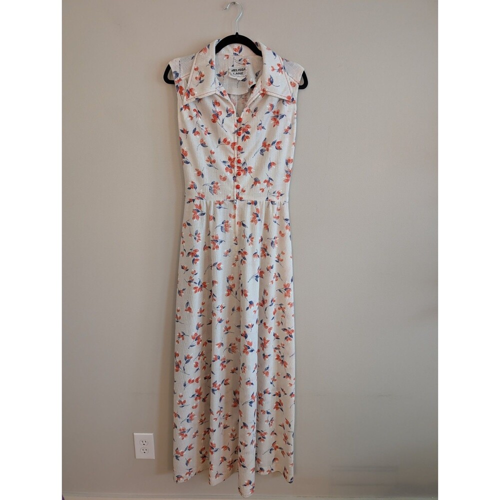Vintage Melissa Lane Sleeveless Maxi Floral Dress sz 14